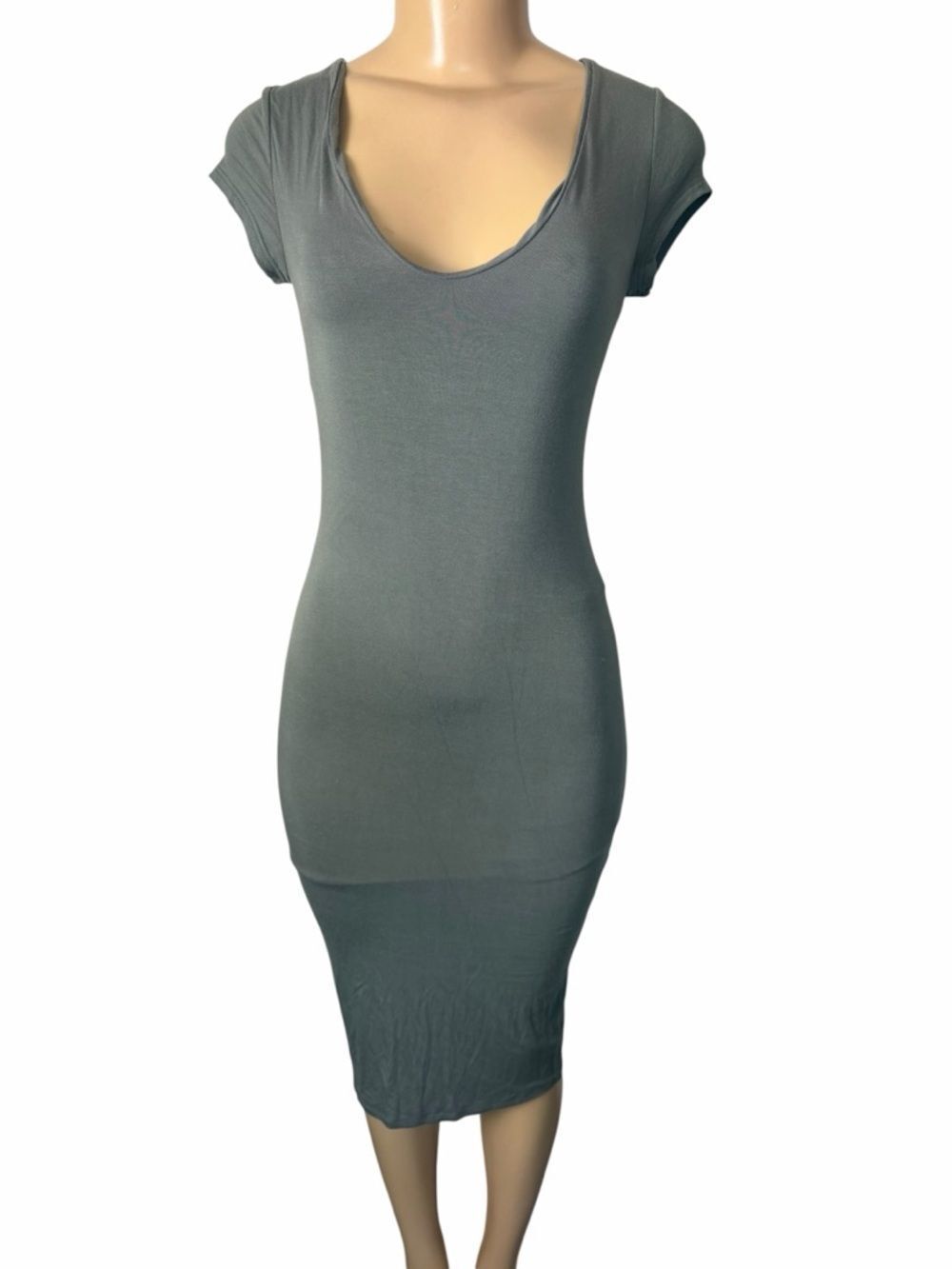 see you Monday bodycon midi dress double lined soft sage green small